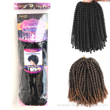 Hot sale Ombre spring twist braiding hair Crochet Braids Synthetic Braiding Hair Kinky Curly Extension Crochet Passion Twist